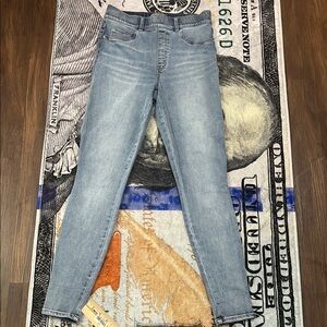 Spanx MED skinny light wash.